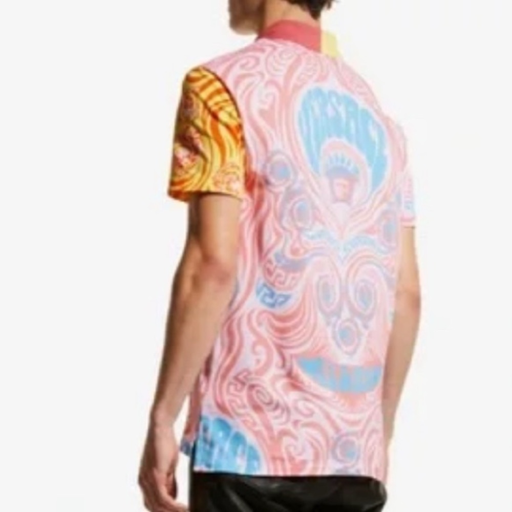 Versace Medusa Music and Greca Print Polo Men Multicolor Size L Made Italy - Picture 3 of 16